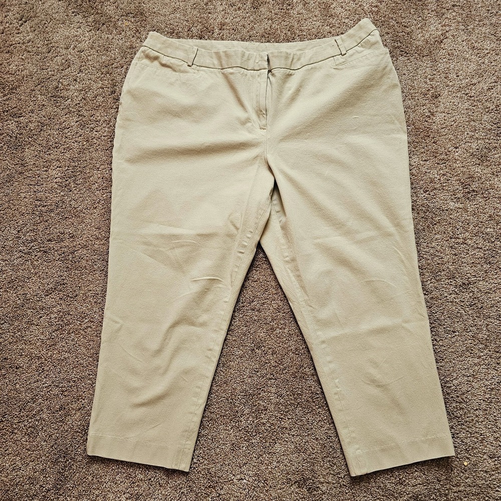 Lane Bryant Pants Capri Ankle Size 22 Khaki Tan Chinos Pockets Slim Stretch Crop